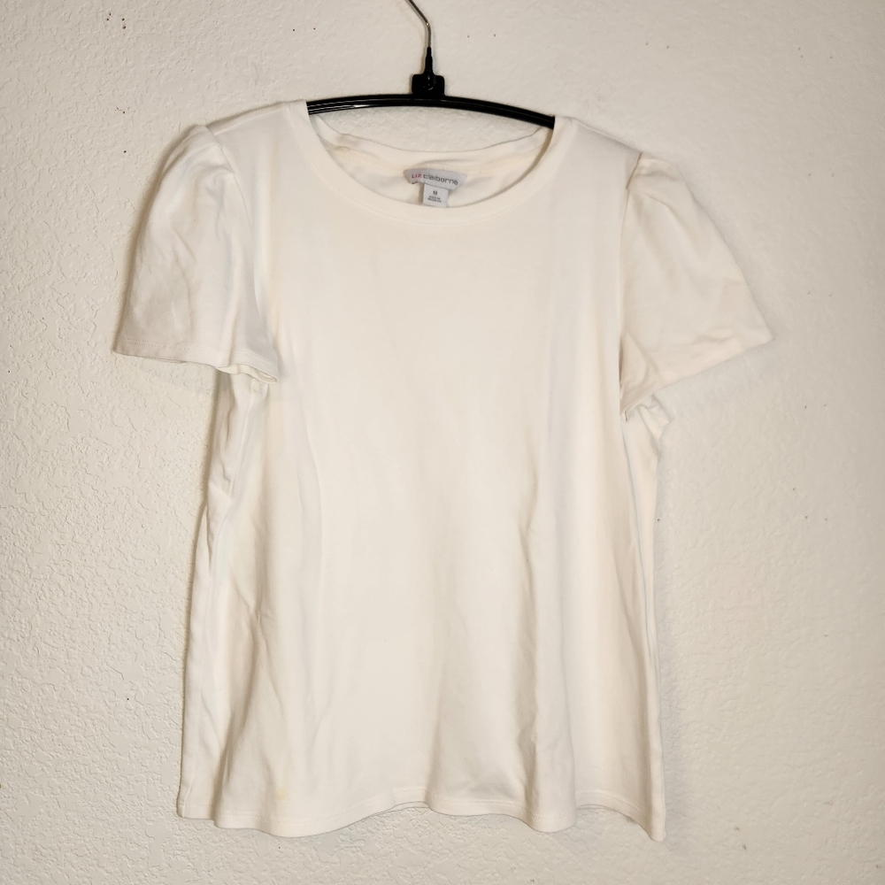 Liz Claiborne White Short Sleeve Top, Size M